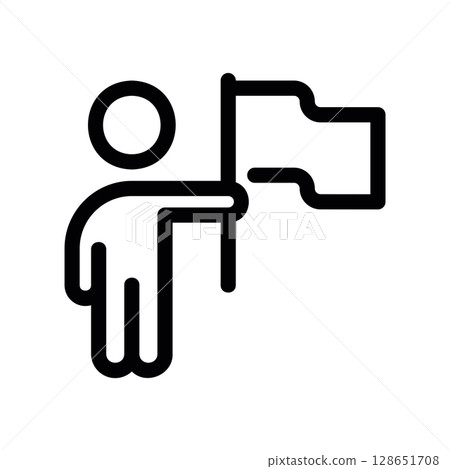 Leadership Icon with a Person Holding a Flag Leadership Icon with a Person Holding a Flag 128651708