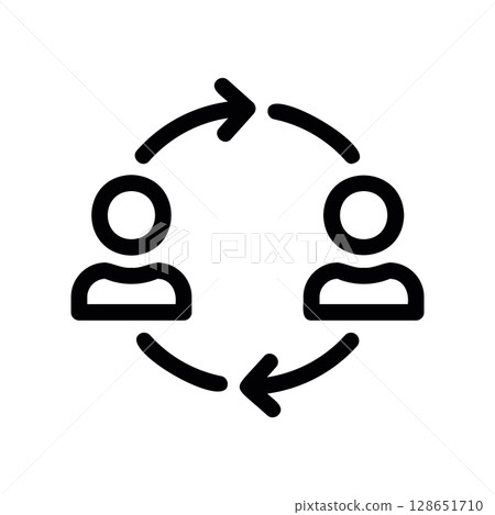 Collaboration Cycle Icon with Two People and Arrows 128651710