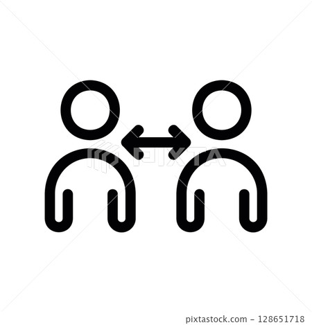 Social distancing icon with two figures and a space arrow Social distancing icon with two figures and a space arrow 128651718
