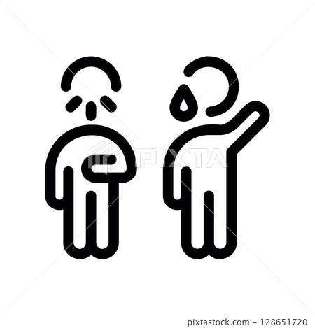 Empathy icon with one sad person and one calm person Empathy icon with one sad person and one calm person 128651720