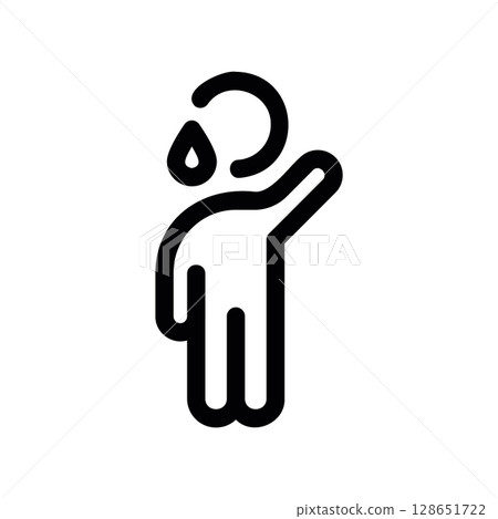 Sad farewell icon of a crying person waving goodbye Sad farewell icon of a crying person waving goodbye 128651722