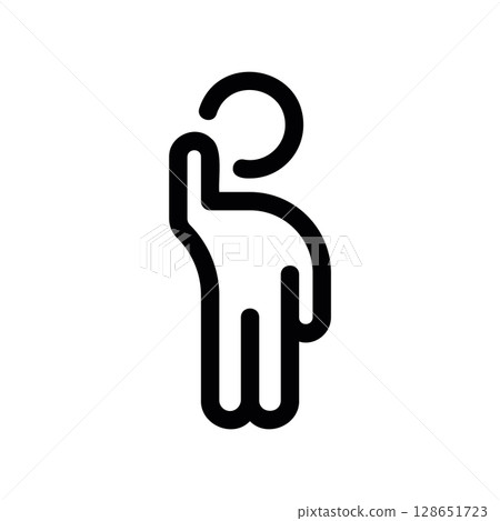 Line art icon of a person raising their hand to ask a question Line art icon of a person raising their hand to ask a question 128651723