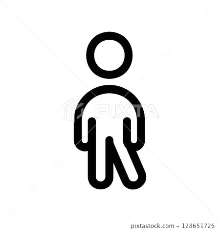 Line art icon of a person standing in a relaxed, casual pose Line art icon of a person standing in a relaxed, casual pose 128651726