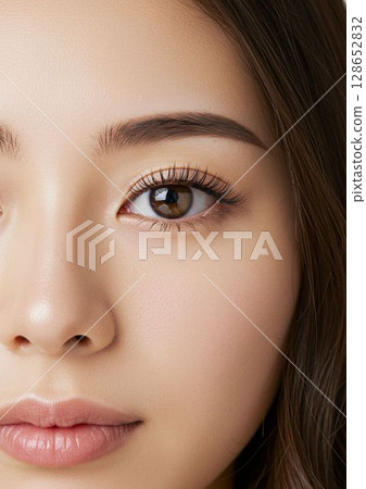 一名年輕女子的臉 128652832