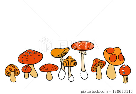 Illustration material: A set of various mushrooms 128653113