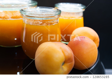 Delicious Japanese summer fruits: watermelon, melon, apricot and jam Delicious Japanese summer fruits: watermelon, melon, apricot and jam 128653285