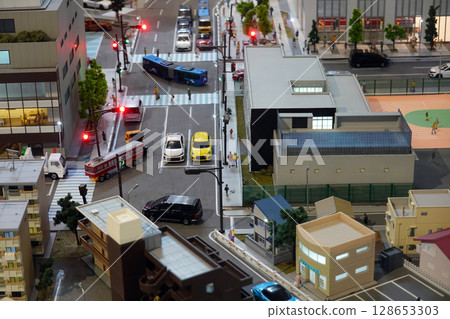 A cityscape recreated in a diorama A cityscape recreated in a diorama 128653303