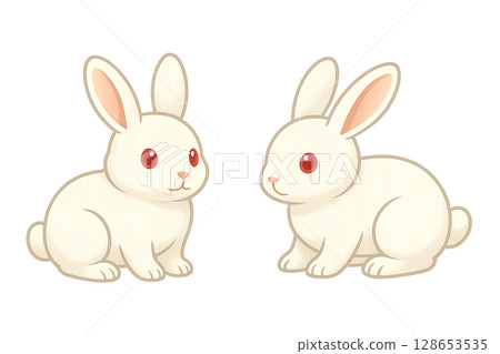 Mid autumn festival rabbits on transparent background 128653535