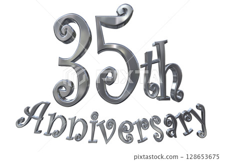 3DCG text "35th Anniversary/35th Anniversary Mark Sparkle" 128653675