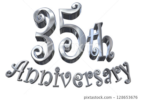 3DCG text "35th Anniversary/35th Anniversary Mark Sparkle" 128653676