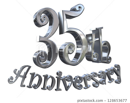 3DCG text "35th Anniversary/35th Anniversary Mark Sparkle" 3DCG text "35th Anniversary/35th Anniversary Mark Sparkle" 128653677