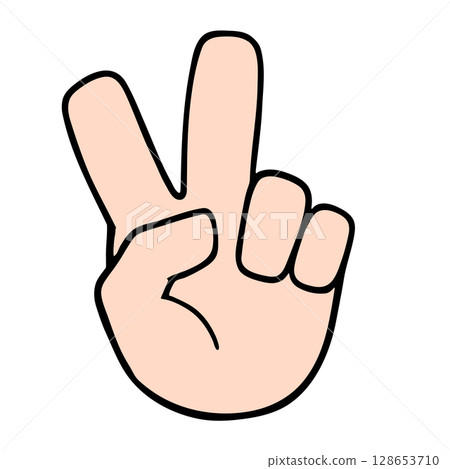 Rock-paper-scissors, scissors, peace sign 128653710