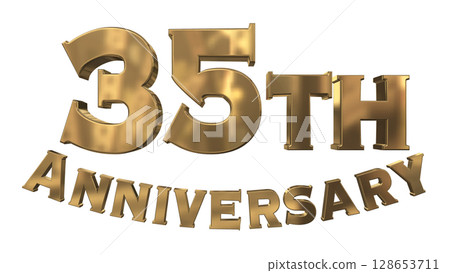 3DCG text "35th Anniversary/35th Anniversary Mark Sparkle" 128653711