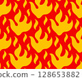 Vector seamless pattern of fire in retro style. Flame seamless pattern. 128653882