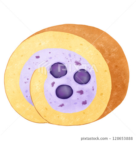 藍莓捲蛋糕，外層覆有藍莓 128653888