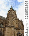 Old Catholic stone church in Gothic style. Church in Prague, Czech republic 128653896