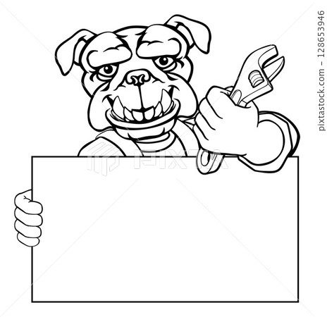 Bulldog Mechanic Plumber Spanner Wrench Handyman 128653946