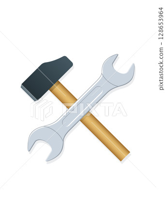 Hammer and wrench icon stock illustration 128653964