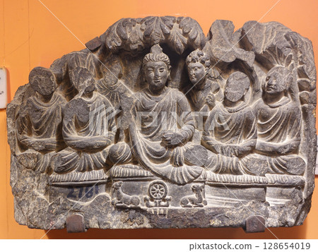 Gandhara sculptures on display at the Peshawar Museum in Pakistan depicting important moments from the life of the Buddha Gandhara sculptures on display at the Peshawar Museum in Pakistan depicting important moments from the life of the Buddha 128654019