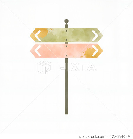 Pastel signpost indicating choices with soft colors, guidance concept Pastel signpost indicating choices with soft colors, guidance concept 128654069