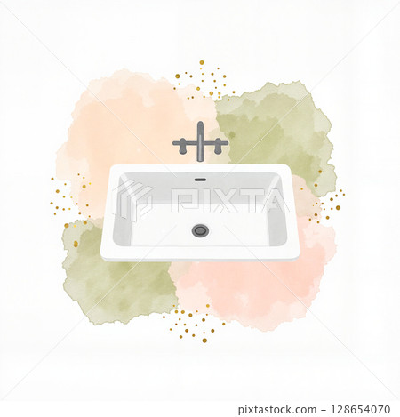 Elegant kitchen sink design with pastel colors and modern style, decor 128654070