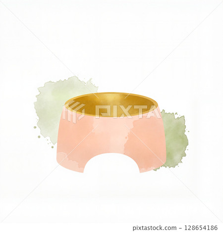 Elegant pet bowl in soft pastels with gold accents, modern decor Elegant pet bowl in soft pastels with gold accents, modern decor 128654186