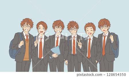 Group of Smiling Students in Uniforms 128654350