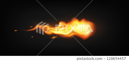 Fiery Burst on Dark Background 128654457