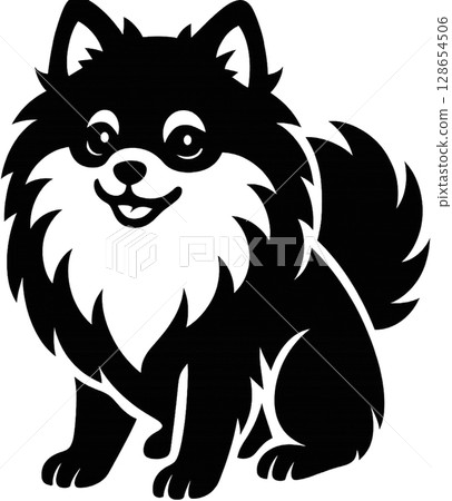 Pomeranian black silhouette illustration Pomeranian black silhouette illustration 128654506