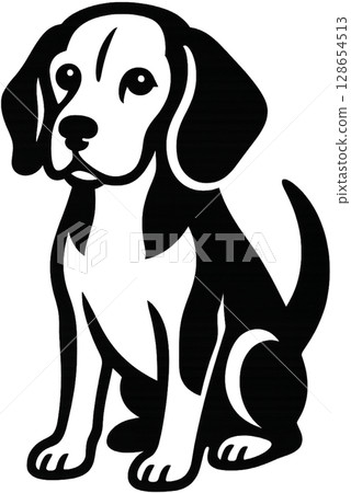 比格犬黑色剪影圖 128654513