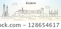 Krakow city skyline with main landmarks 128654617
