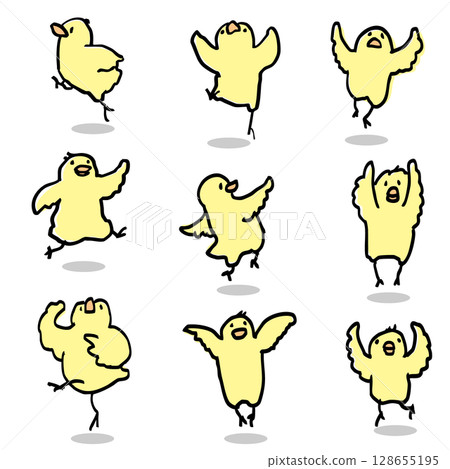 Jumping cute chick set 128655195