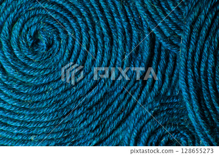 Detailed texture of abstract background. Thread made of natural materials, macro shot. DIY background, handcraft advertising concept 128655273