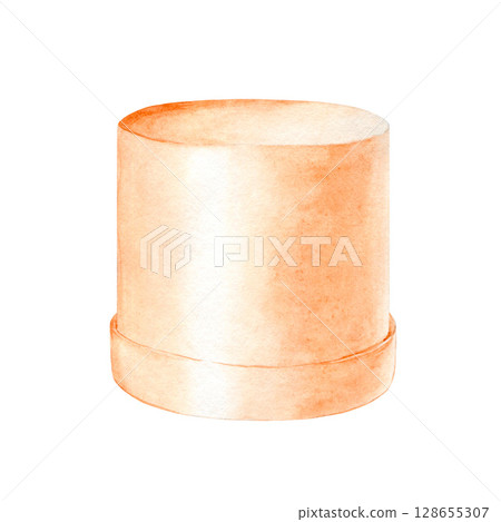 Gift box, cake packaging, flowers, goods, gift.Watercolor illustration hand drawn, isolated on white background.Suitable for wedding design, birthday, invitation, congratulations, Valentine's Day. 128655307