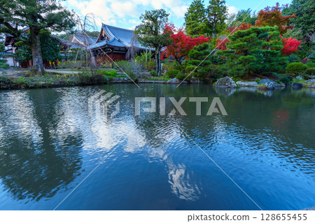 Autumn in Kyoto: Hokongoin Garden, pond and autumn leaves Autumn in Kyoto: Hokongoin Garden, pond and autumn leaves 128655455