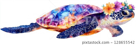 sea turtle isolated on white background sea turtle isolated on white background 128655542