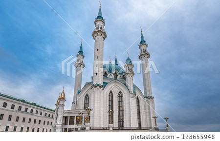 Kul Sharif mosque in Kazan Kremlin, Tatarstan, Russia. It is tourist attraction of Kazan. 128655948