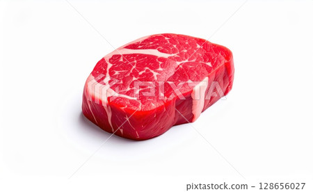 AI 圖片：放置在白色背景上的牛排肉 128656027