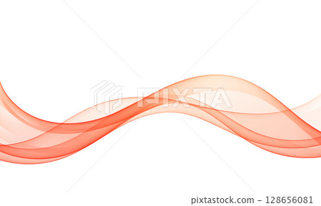Red orange flowing waves on white background 128656081