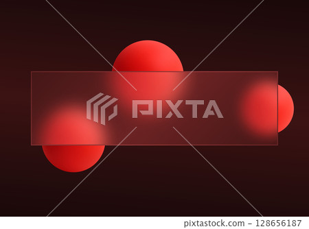 Dark glassmorphism background with red spheres 128656187