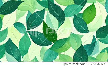 AI Image: Fresh green leaf illustration background 128656474
