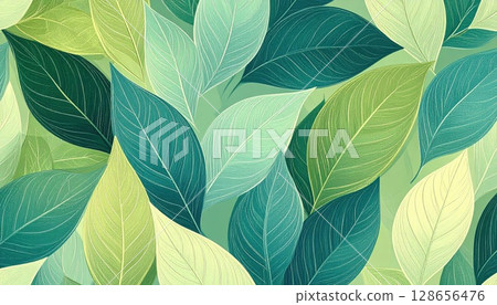 AI Image: Fresh green leaf illustration background 128656476