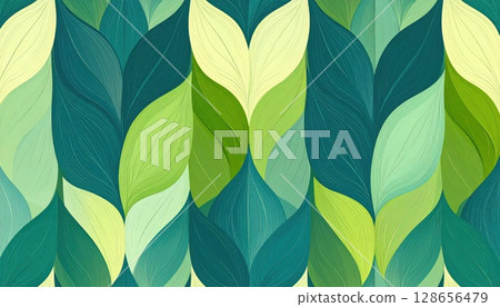 AI圖像:清新綠葉插畫背景 AI圖像:清新綠葉插畫背景 128656479