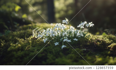 Close up of snowdrop flower 128657359