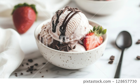 Chocolate Covered Strawberry Ice Cream Delight 128657730