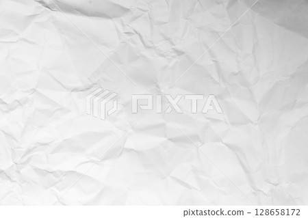 Grunge wrinkled white color paper textured background with copy space. Use for decoration or layer 128658172