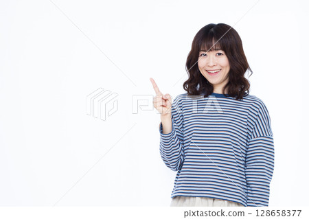 指著手指的女人 128658377