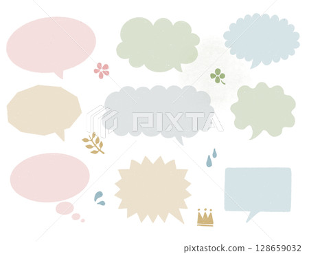 A set of handwritten speech bubbles in muted colors | Natural and stylish design materials 128659032