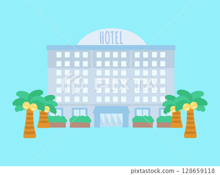 Resort hotel building illustration 128659118