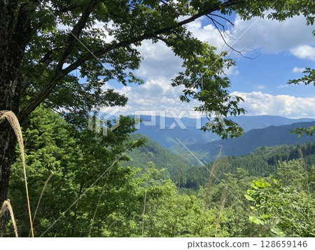 兵庫縣穴栗市的山景 128659146